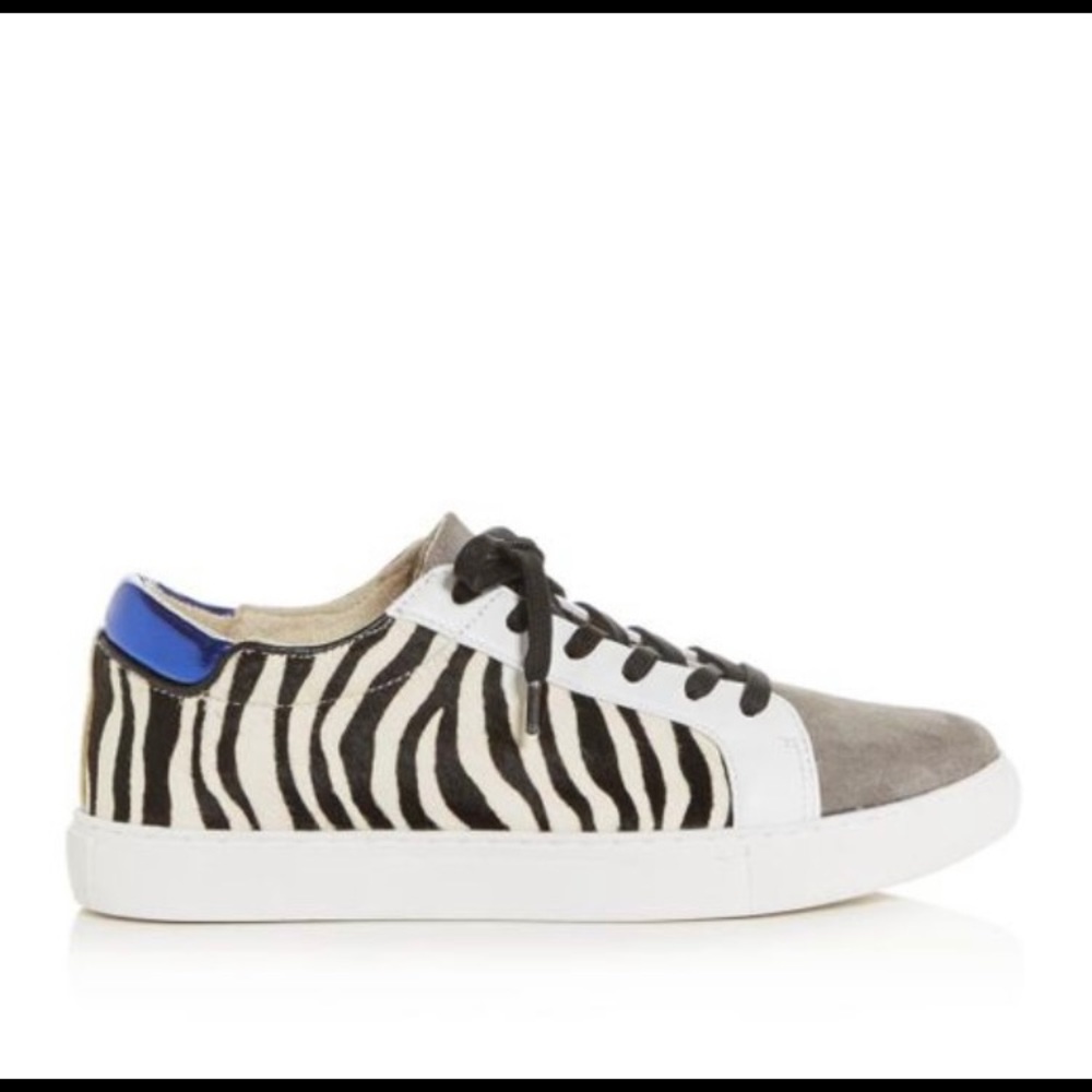 Kenneth Cole Zebra-Print Low-Top Sneakers with Blue Heel Accent